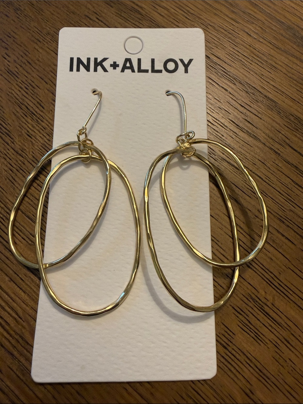 Ink +Alloy Gold Layered Irregular Hoop Drop Earrings